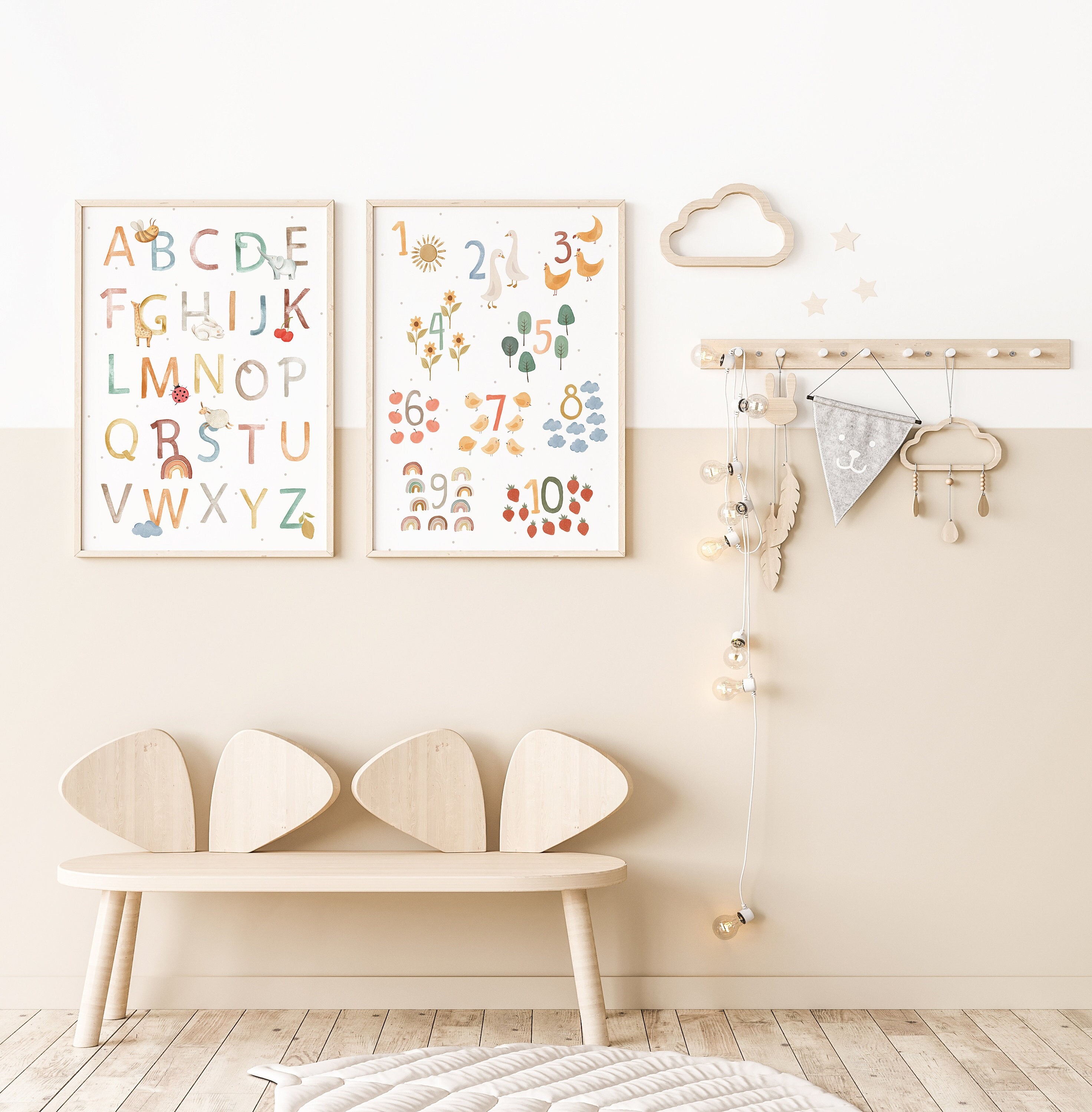 Lot de 2 affiches alphabet pour enfant