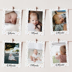 Photo garland first 1 birthday with dots