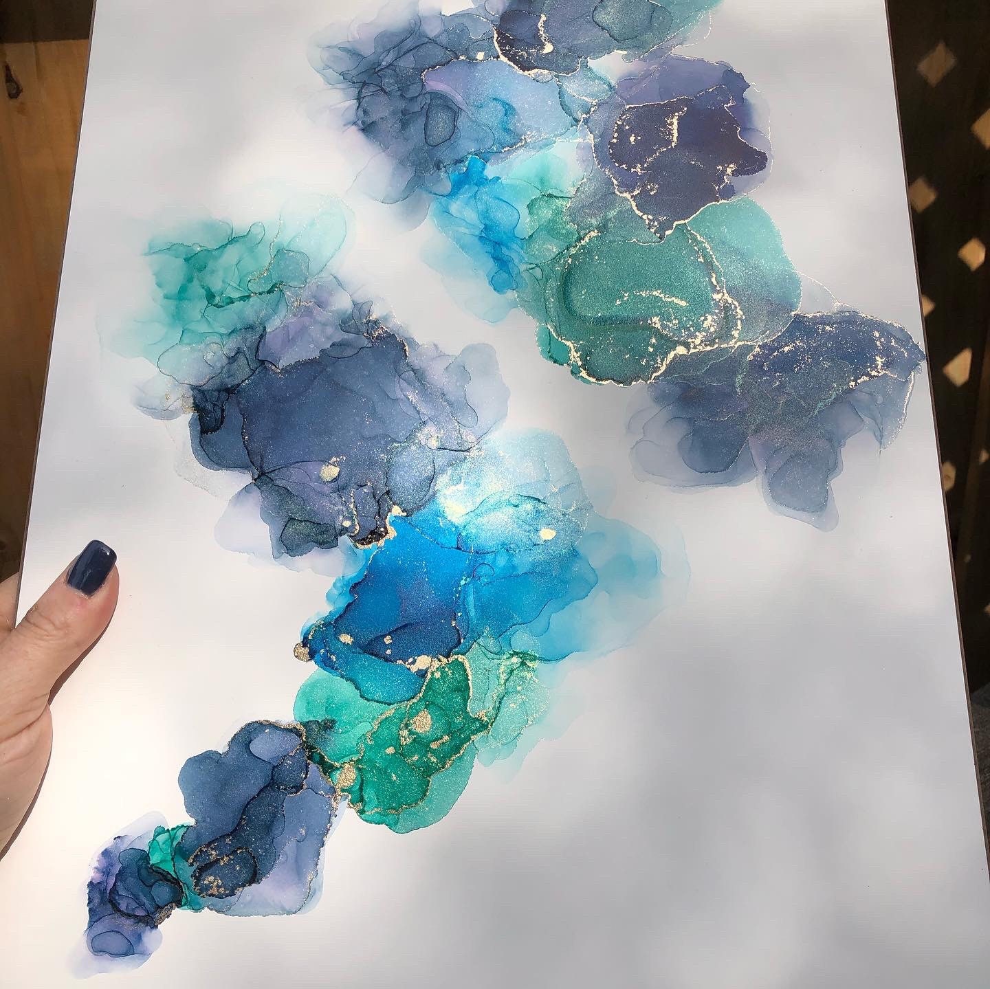 Painting Art & Collectibles Cornflower Original Alcohol ink art painting on gesso hardboard wall