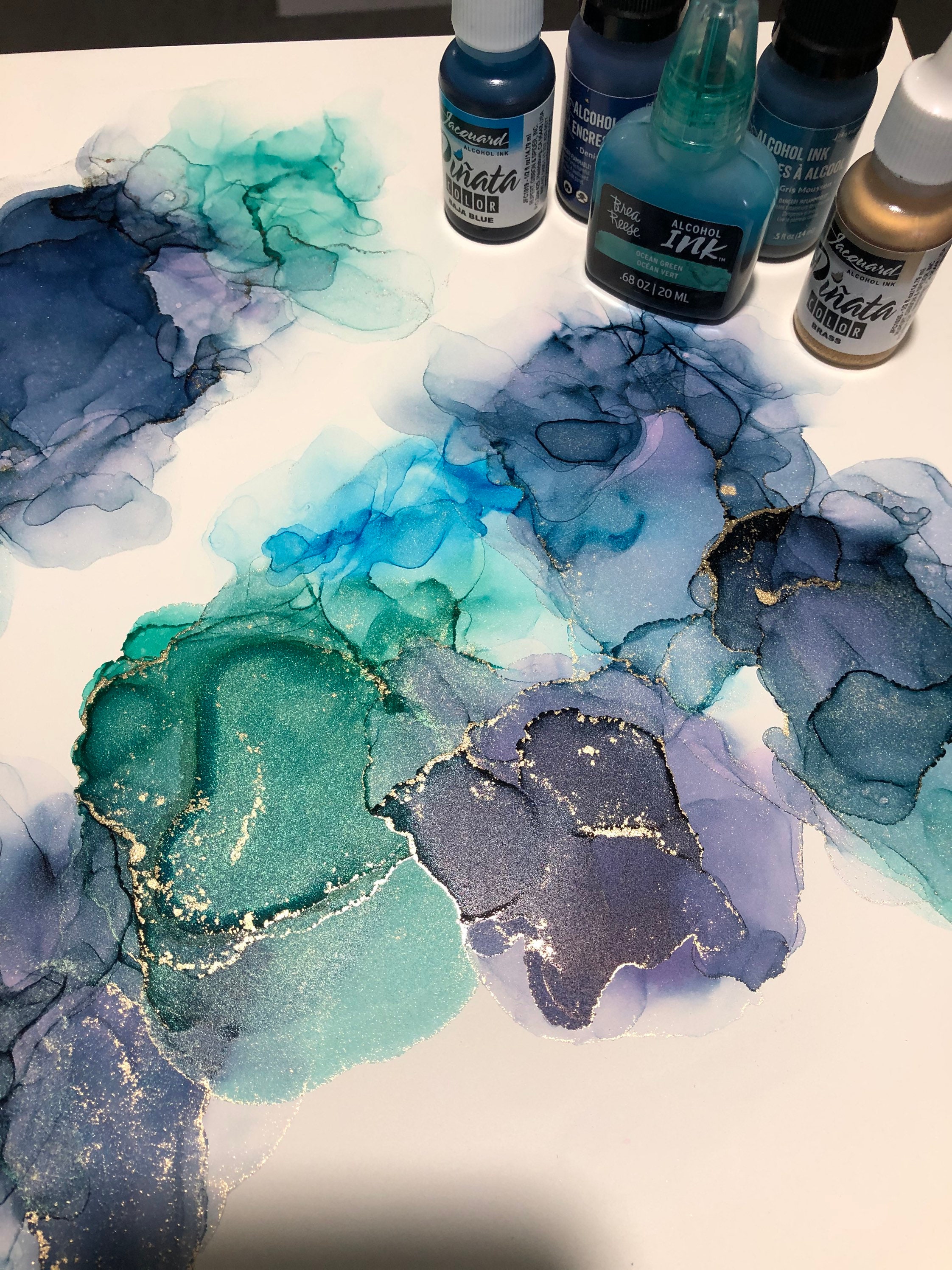 Painting Art & Collectibles Cornflower Original Alcohol ink art