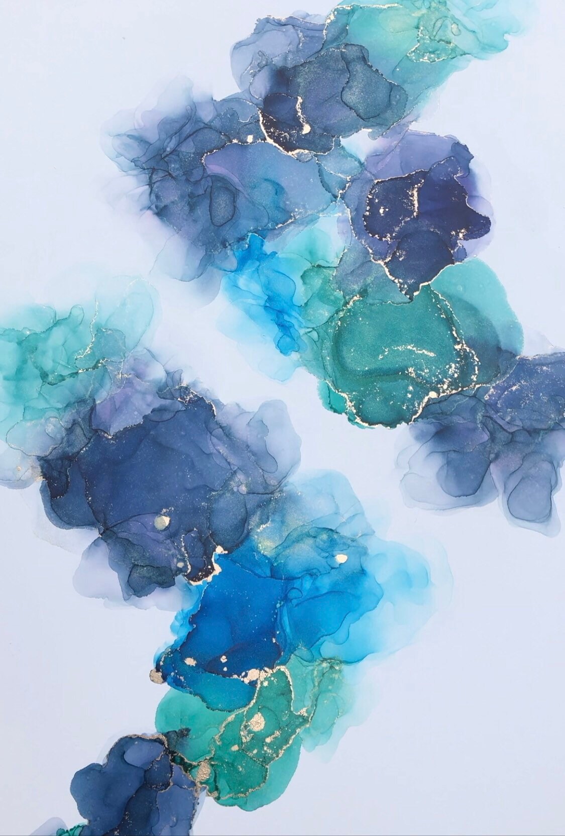 Painting Art & Collectibles Cornflower Original Alcohol ink art