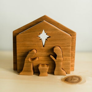 Small Wooden Nativity, nativity scene, Christmas decor, nativity set, Christmas nativity, handmade Christmas decor