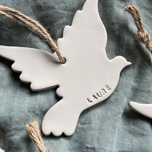 Gift for your guests &quot;dove&quot; - communion - baptism - birthday - wedding - decoration - souvenir - clay - handmade - table plan