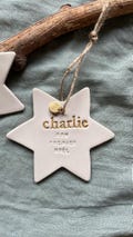 Personalized Christmas star - first name - first Christmas - tree decoration - gifts - birth - first name - clay - suspension - medallion product logo