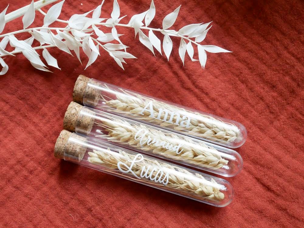 Marque-Place, Cadeaux Invités, Mariage, Bapteme, Éprouvettes Fleurs Séchées, Lavande, Gypsophile