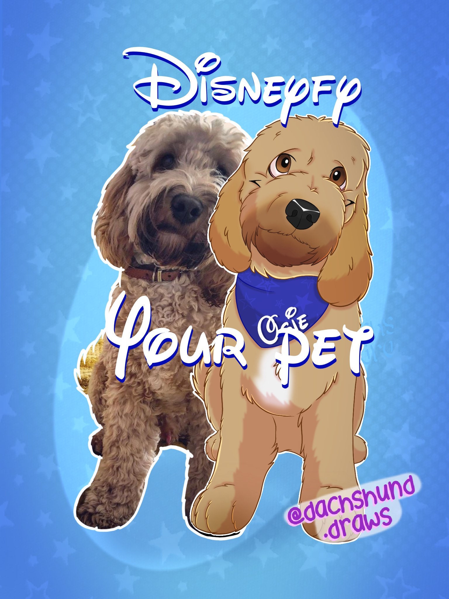 DISNEY Pet Portrait Turn Your Pet Disney Disneyfy Your Pet Etsy UK