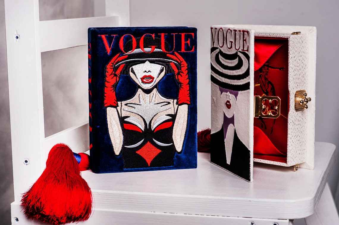 Book clutch bag purse Vogue magazine Etsy