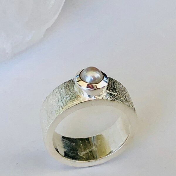 Ring Perle, Perlenring, Silberringe, Perlenschmuck, Schmuck für Frauen, Süßwasserperlen, Zuchtperlen