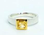 Citrin Silber Ring bicolor