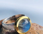 Labradorit Ring Silber bicolor