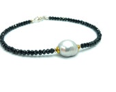 Spinell Armband mit Barockperle, bicolor