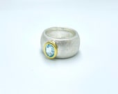 Blautopas Ring Silber bicolor