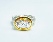 Bergkristall Ring Silber bicolor
