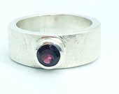Garnet Silver Ring, Band Ring