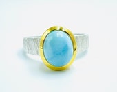 Larimar Ring Silber bicolor
