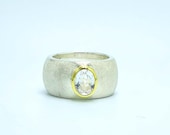 Bergkristall Silber Ring bicolor, rechteck