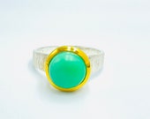 Chrysoprase Ring Silber bicolor