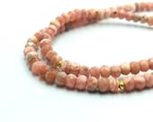 Rhodochrosite Kette Silber vergoldet