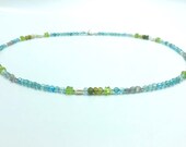 delicate apatite necklace with peridot, green garnet, labradorite and pearls
