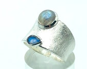 breiter Labradorit Silber Ring