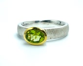 Ring Peridot Silber bicolor