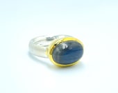 Labradorit Ring, Silber bicolor
