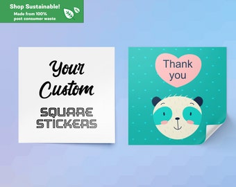 Custom Square labels | Custom Square stickers | Eco-Friendly | Custom Logo | Any Text | Business | Any Image