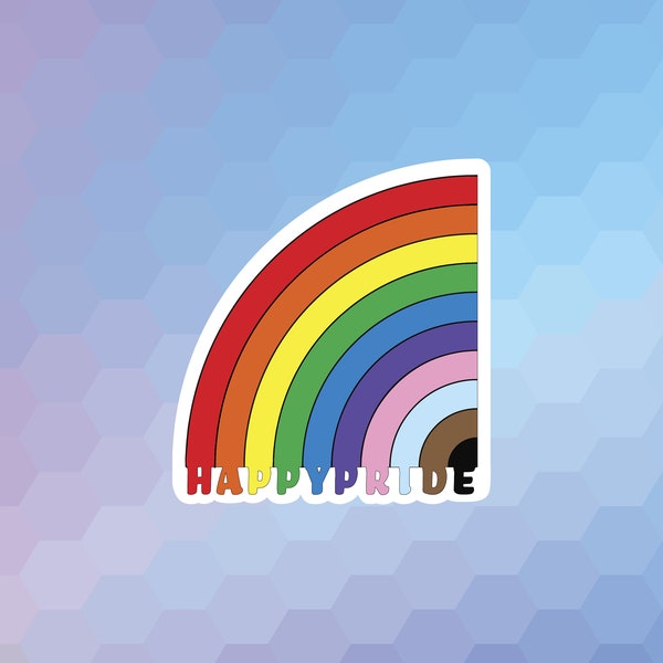 Happy Pride | Glossy Vinyl Sticker | Die-Cut Sticker| Waterproof | Inclusive  | LGBTQ+ Community | Pride-GV001