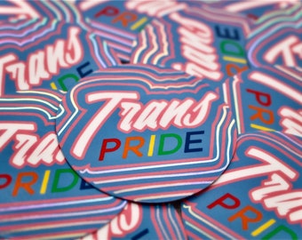 Trans Pride Sticker | Regenbogen Holografische Linien | Wasserfester Vinyl | Hydro | Auto | Notizbuch