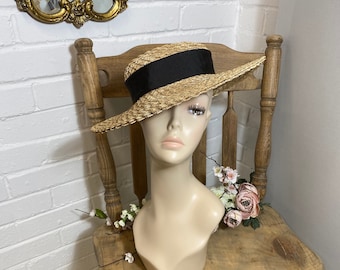 1950s wide straw hat by Fenwick