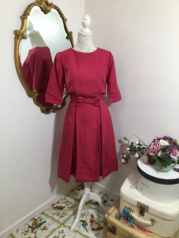 Rare Early 1950s Liberty of London pink silk dress - image 1