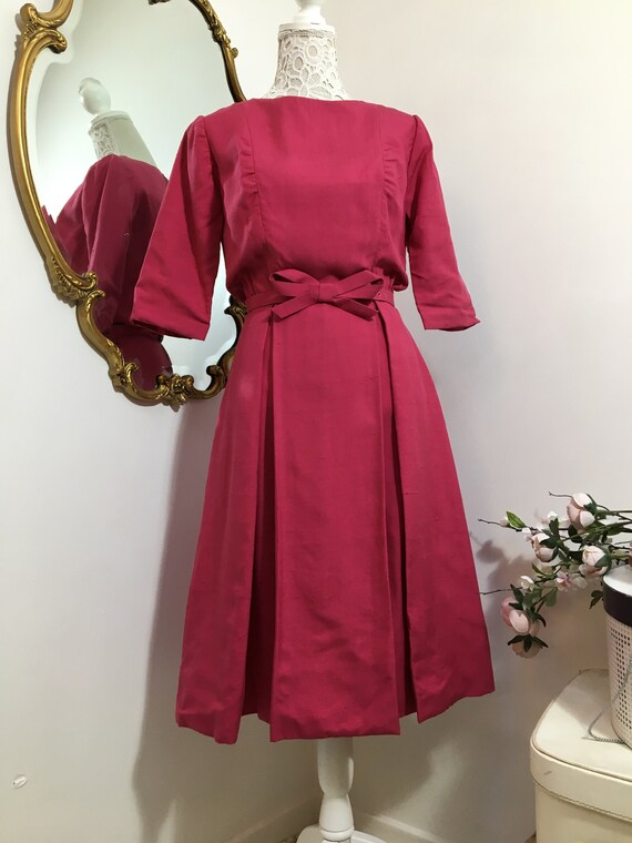 Rare Early 1950s Liberty of London pink silk dress - image 3