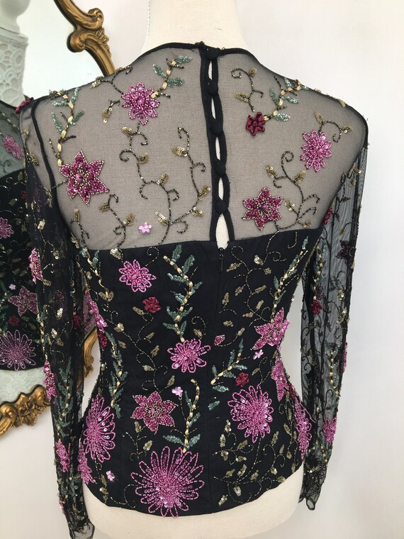 Gorgeous Diane Fres 1980s beaded/sequinned top - image 4