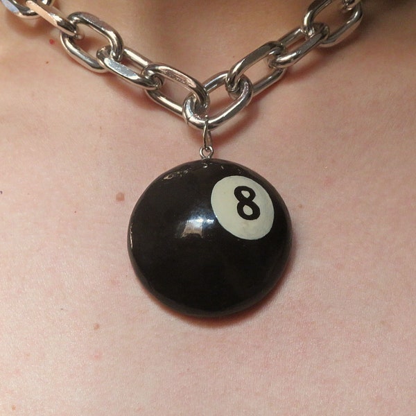 Eight ball pendant - extravagant necklace - punk style - dark jewelry - witch style - gothic