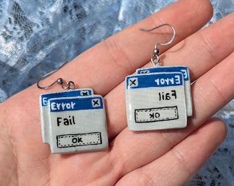 Error fail earrings - Windows nostalgic earrings - y2k jewelry - frutiger Aero accesories - Glitch core - alternative earrings