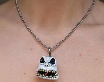 Skull-inspired scary necklace - horror necklace - Halloween accessories ~ Harajuku fashion - trash art - Maximalist necklace