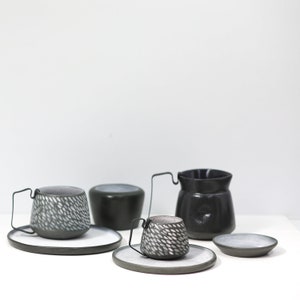 Handmade Ceramic Coffee Cup 4.05 floz Custom Stoneware Pottery Mug Aesthetic Modern Design Home Decor Mother's Day Gift image 7