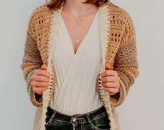 Easy Winter Solstice Crochet Cardigan for Beginners **PDF pattern only** Sizes XS, S, M, L, XL, 2X