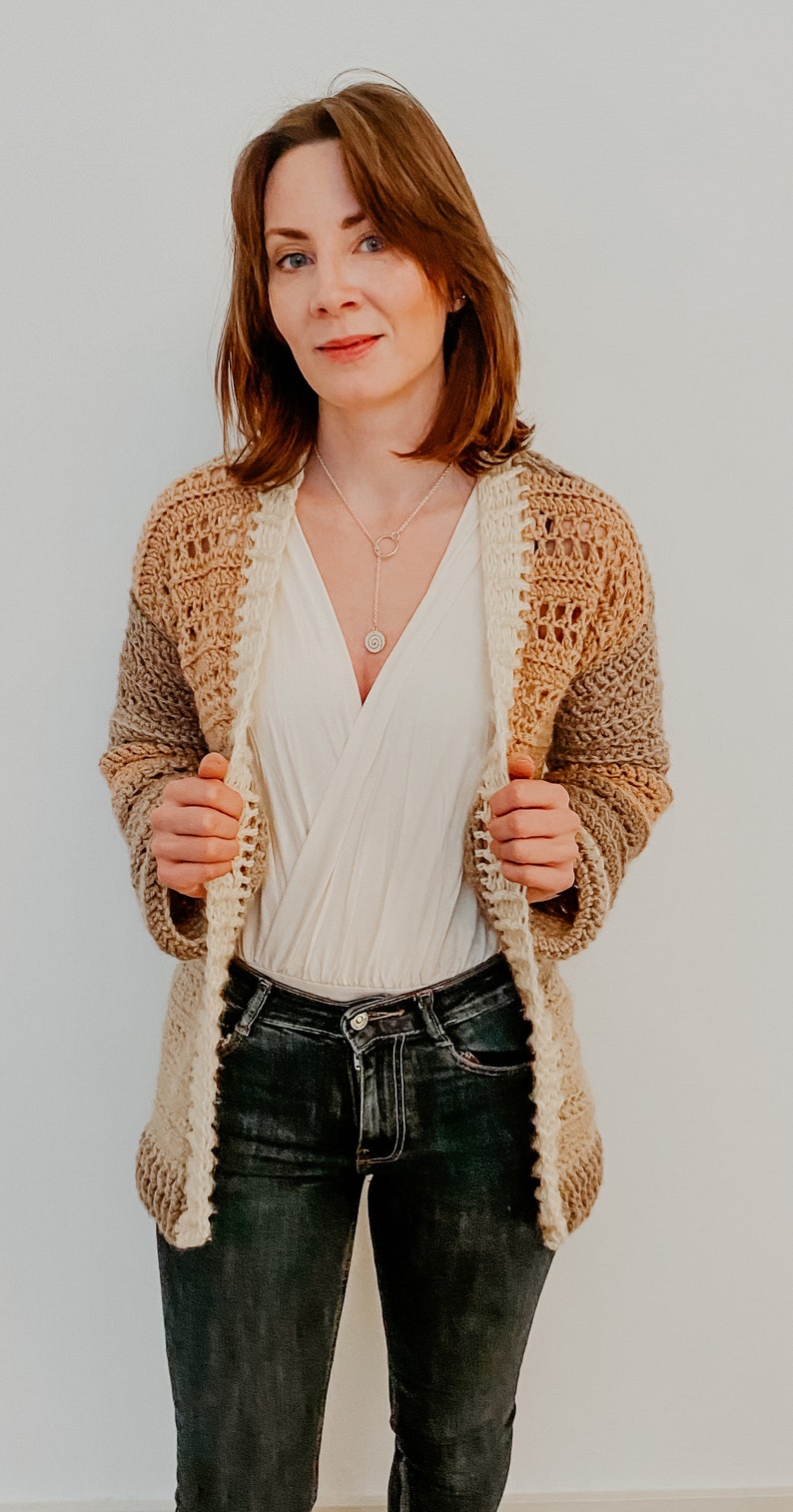 Easy Winter Solstice Crochet Cardigan for Beginners PDF pattern only Sizes XS, S, M, L, XL, 2X image 1