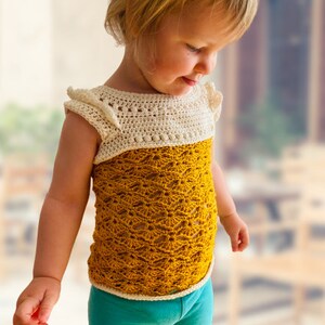 Chic Crochet Summer Top T-shirt Custom Sizing Pattern for Kids Baby, Toddler, Girls Sizes Picture Tutorial Instant PDF Download image 5