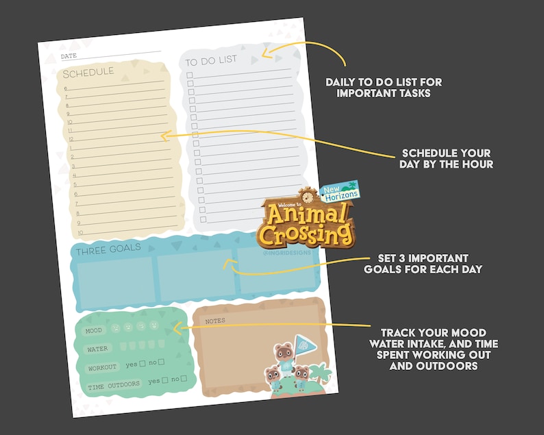 Daily Planner: Animal Crossing New Horizons | Digital, Printable A4 ...