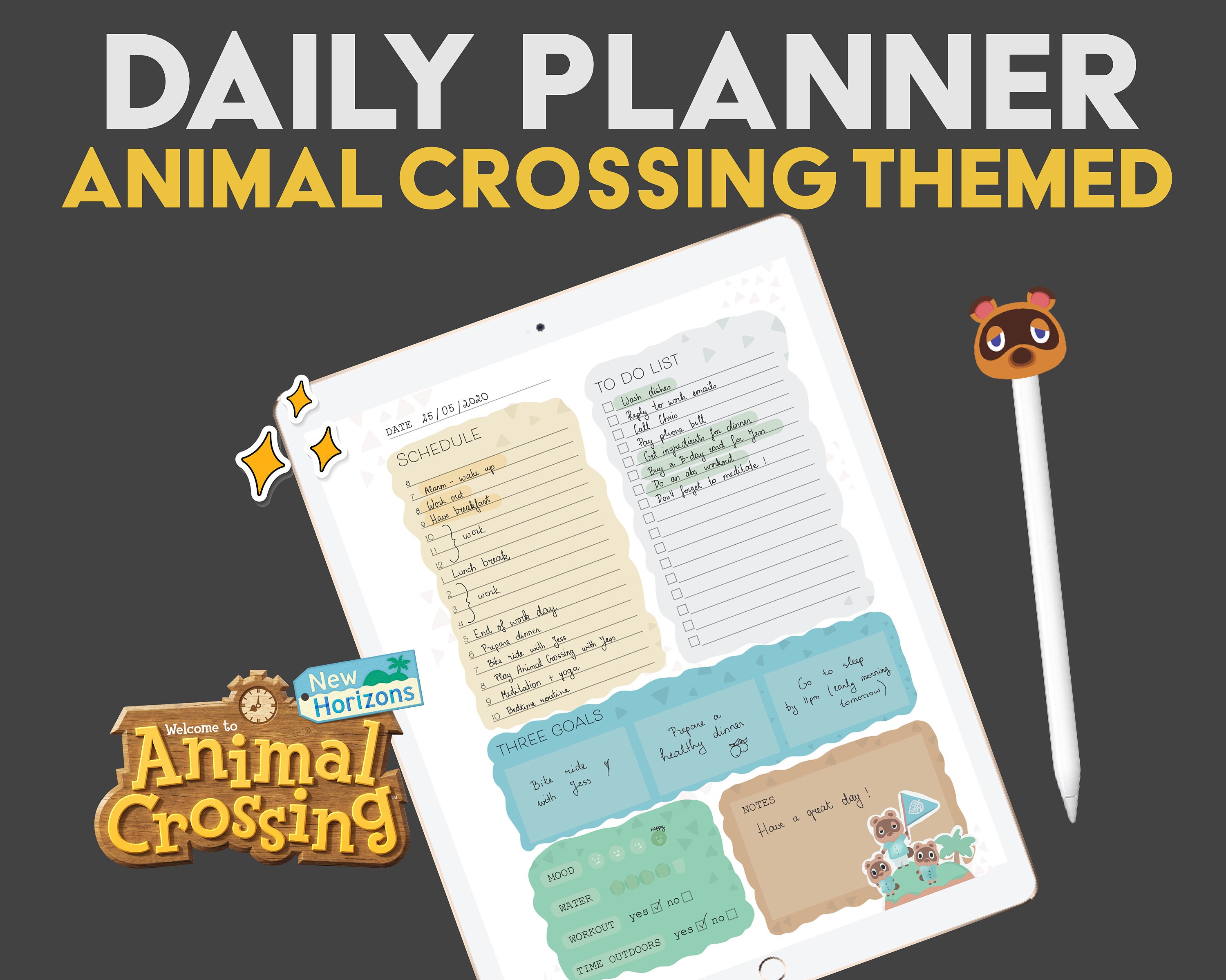 Daily Planner Animal Crossing New Horizons Digital Etsy France