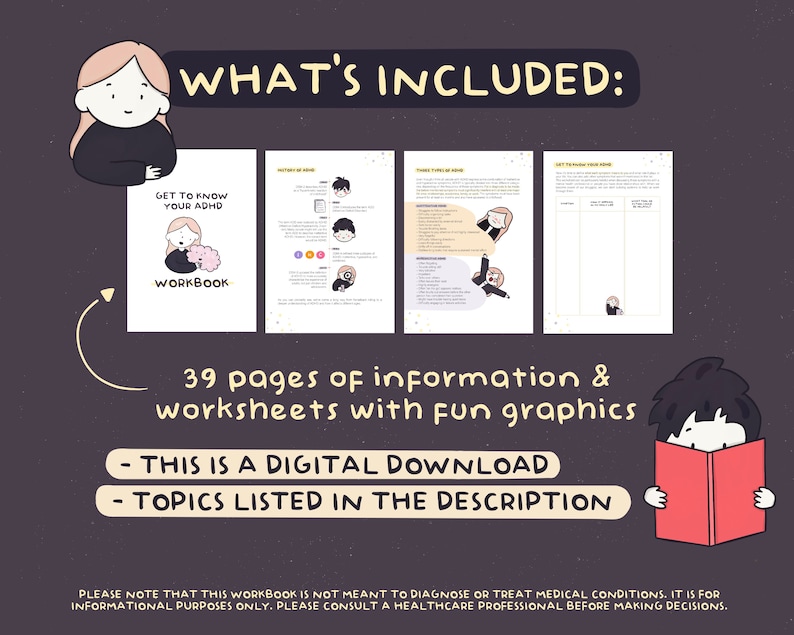 Get to Know Your ADHD | Workbook | ADHD | Journal | Worksheet | Self ...