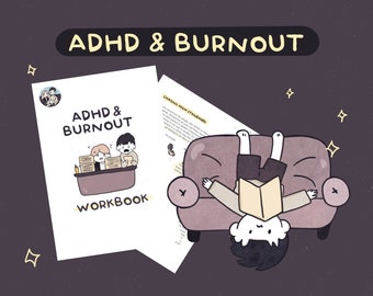 Livro de exercícios de TDAH e Burnout | TDAH | Diário | Planilha | Autoajuda | Imprimível | Amor próprio | Autocuidado | Digital