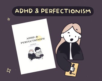 Livro de exercícios de TDAH e perfeccionismo | TDAH | Diário | Planilha | Autoajuda | Imprimível | Amor próprio | Autocuidado | Digital