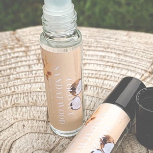 Coconut Sandalwood Perfume Oil, Fragrance Oil Roll On, Natural Perfume, Organic, Self Care, Personal Care, Favors