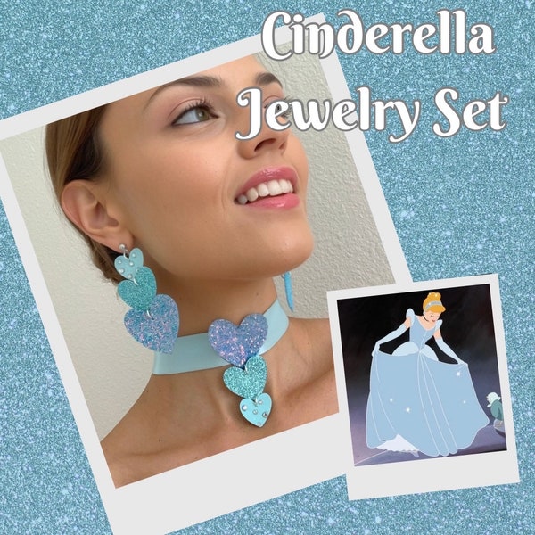 Cinderella Inspired Disney Princess Earrings and Necklace Set for Costume, Cosplay, Disney Bounding, Disney Vacation