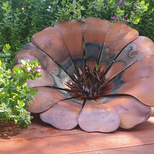 Flower Australian Made Rusted Metal Garden Art Etsy Australia