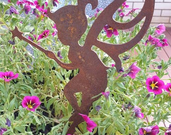Fairy Pot Decoration - Australian Made Rusted Metal Garden Art