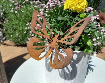 Butterfly Pot Decoration - Australian Made Rusted Metal Garden Art